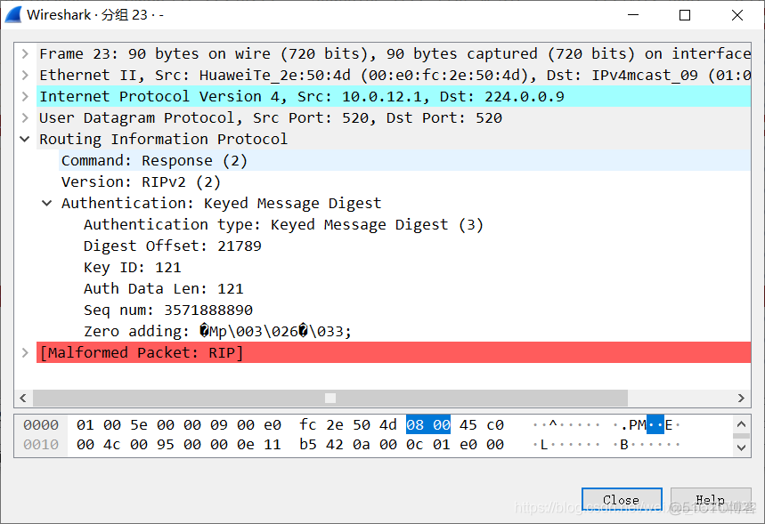 使用ospf 的md5认证能否ping通_抓包_11