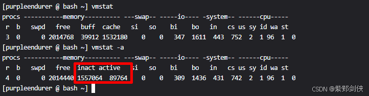 Linux shell编程学习笔记64：vmstat命令 获取进程、内存、虚拟内存、IO、cpu等信息_学习笔记_04