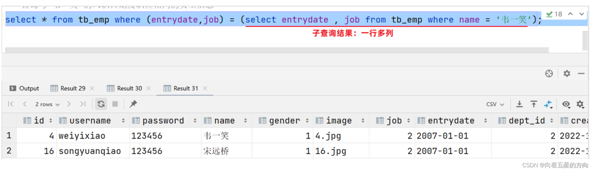 数据库开发之子查询的详细解析_多列_04
