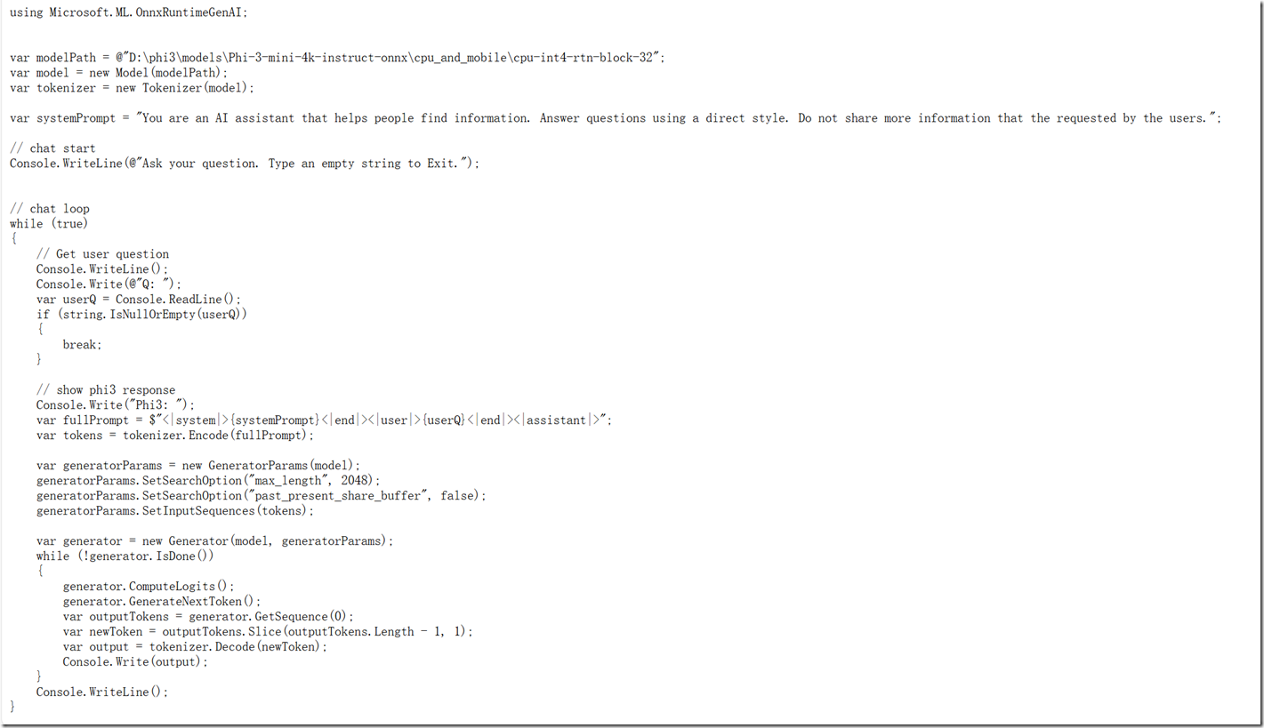 使用 C# 和 ONNX 來玩转Phi-3 SLM_ML_02