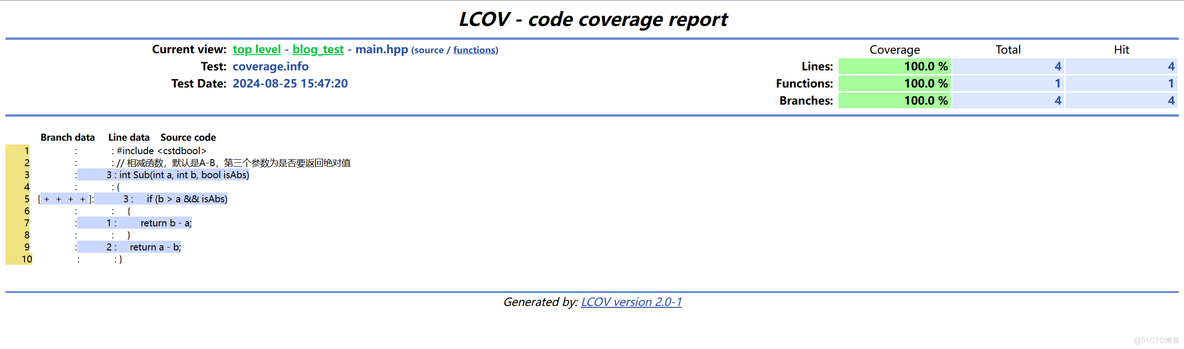 【C++】单元测试覆盖率工具lcov的使用_c++_10