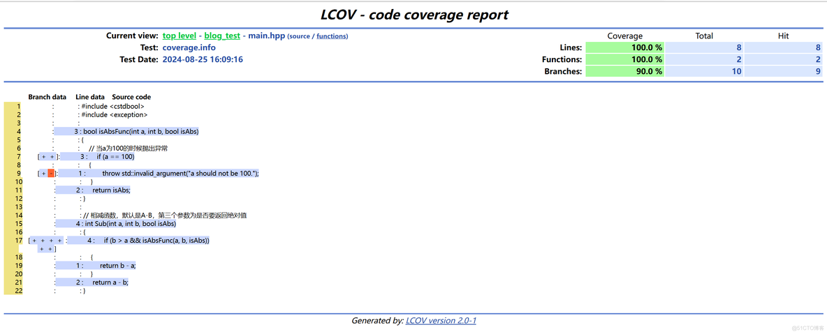 【C++】单元测试覆盖率工具lcov的使用_c++_12