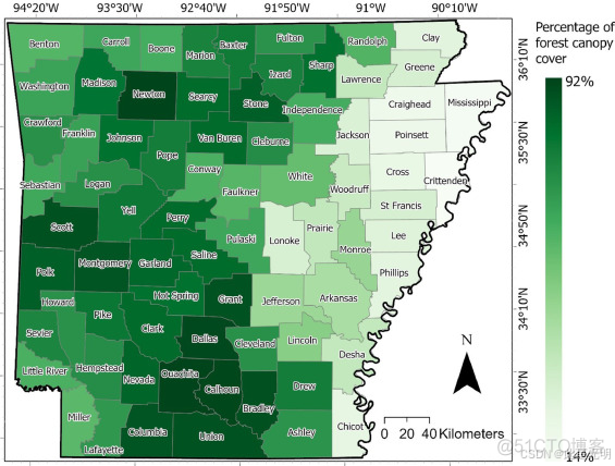 阿肯色州的高分辨率（一米）森林树冠覆盖率（FCC）数据_森林_02