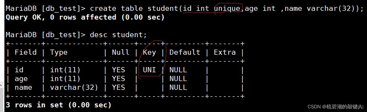 mysql UNIQUE KEY 多字段里面字段为空_表名_03