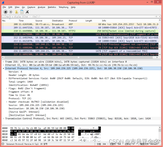 IP协议分析Wireshark实验结果_tcp/ip_02