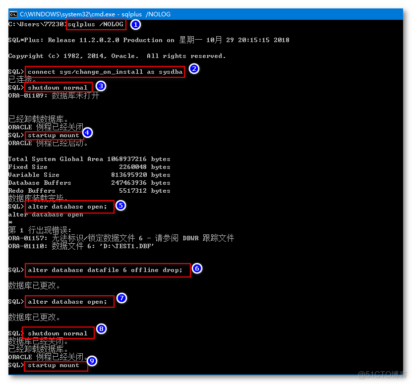 Oracle ORA-01033: ORACLE initialization or shutdown in progress 错误解决办法_SQL