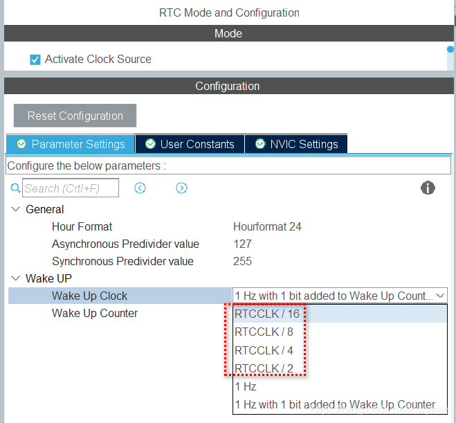 cubemx STM32F1 RTC定时唤醒_RTC Wake Up_11