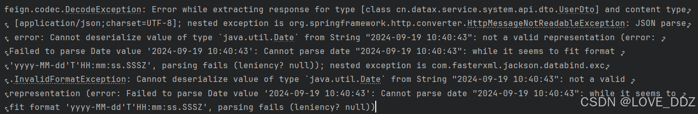 JSON parse error: Cannot deserialize value of type `java.util.Date` from String “2024-09-19 10:40:40_java