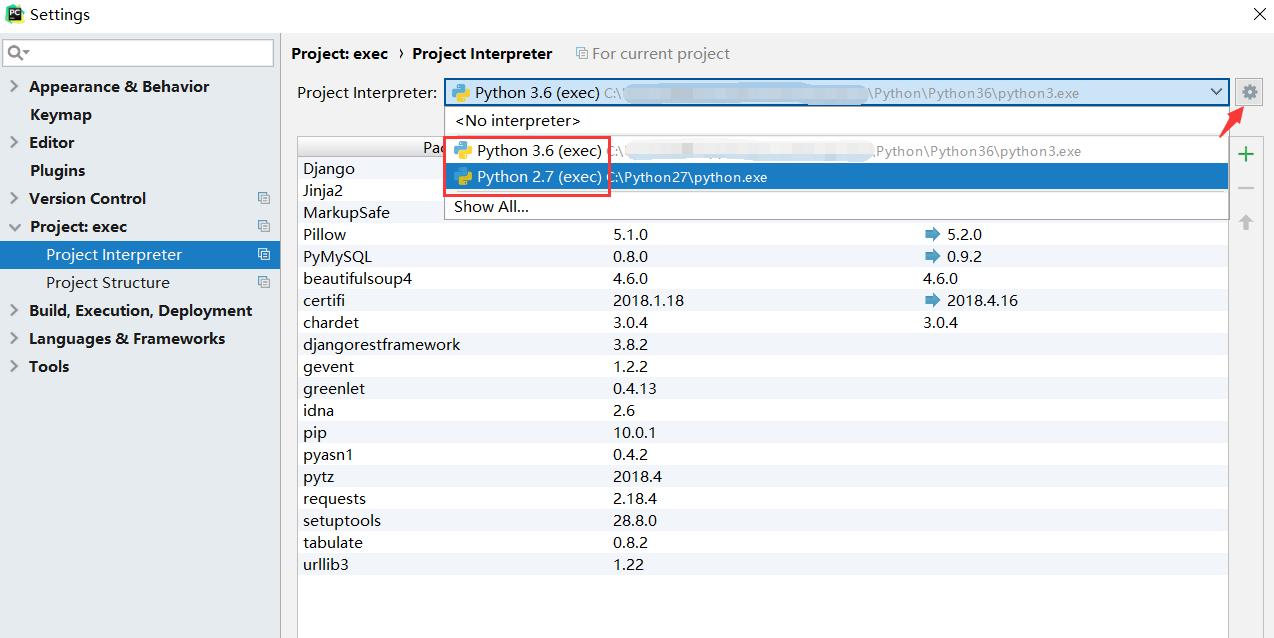 pycharm Virtualenv Environment 更换python版本_右键_02