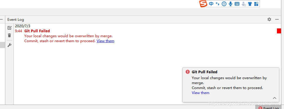 pycharm git Update failed unable to access 超时_解决冲突