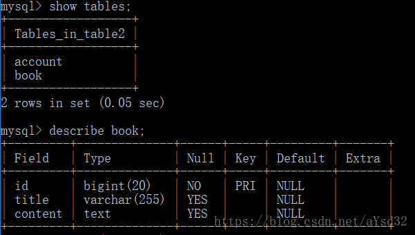 JAVA执行MySQL的语句_表名