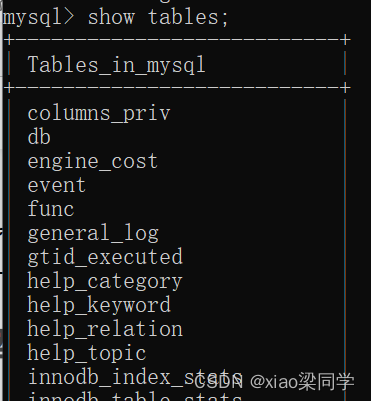 cmd中用mysql显示数据库中所有内容_数据_06