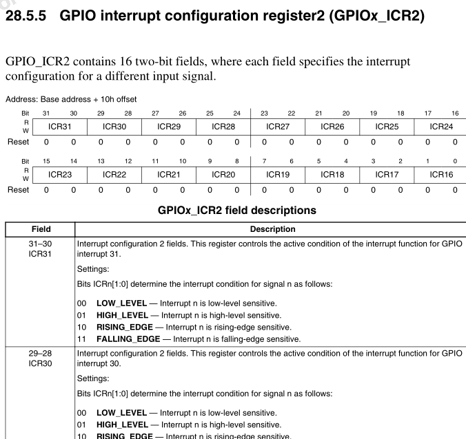 I.MX6U 裸机开发15.IRQ中断——GPIO中断处理_寄存器