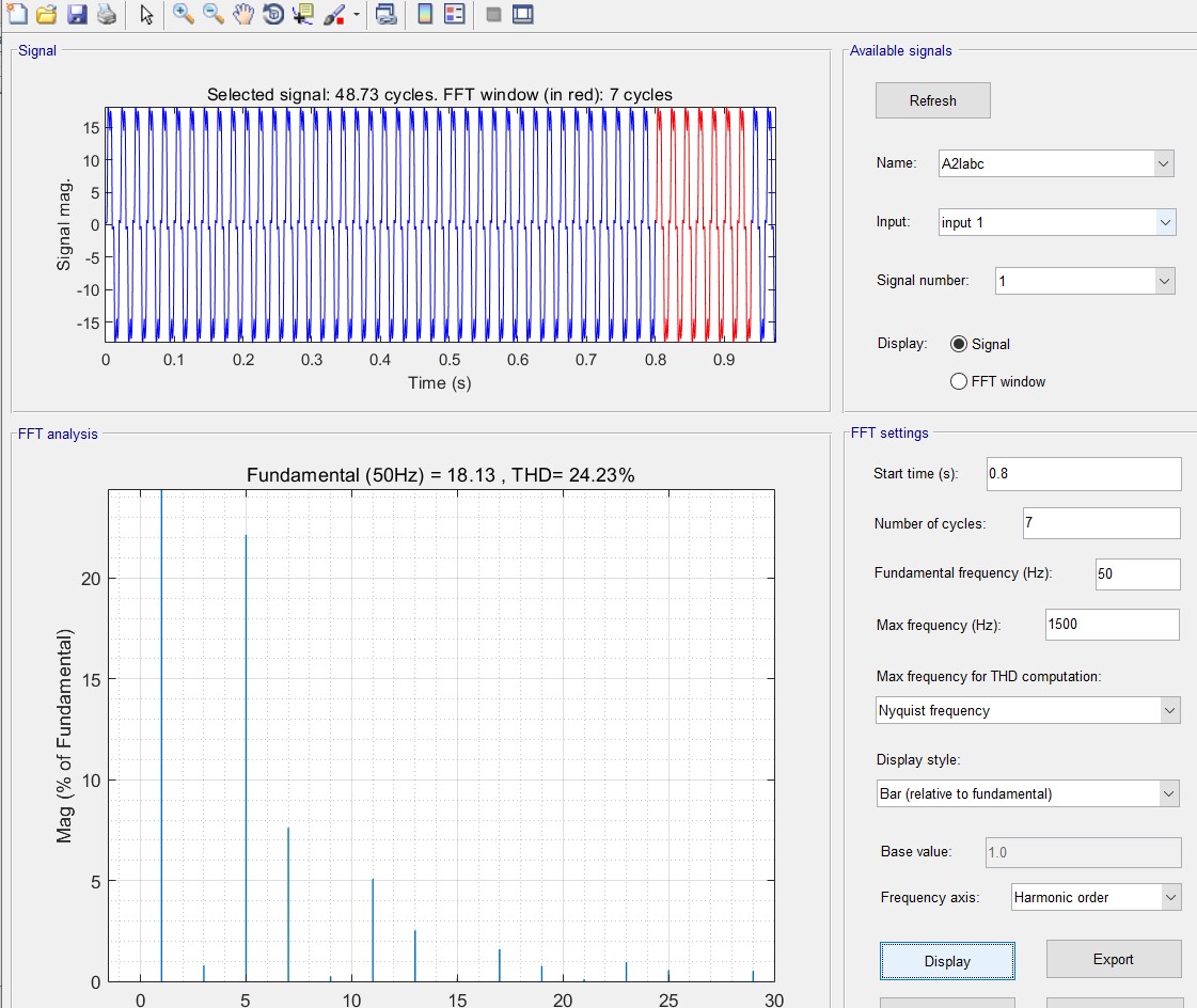 三相四桥臂APF的双闭环控制的simulink仿真图，用的是Matlab2018a，可以看出，控制前电网电流THD值达24%_Simulink_05