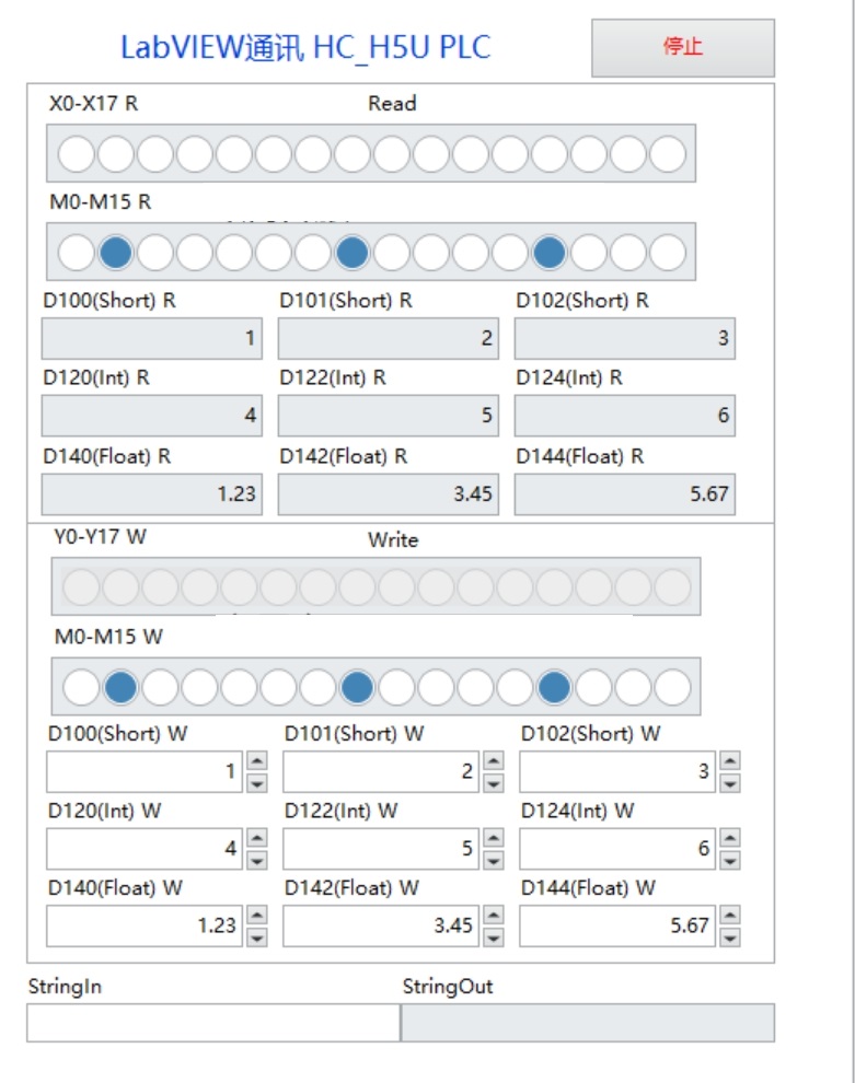 LabVIEW与汇川H5U PLC通信 官方协议，报文读取，安全稳定。 通讯配置，辅助测试。 无程序网络通讯实现_数据