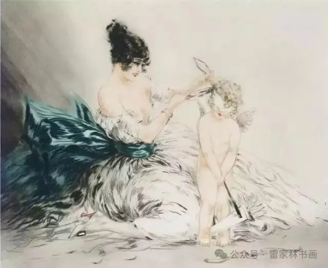 法国时尚画家笔下有点近东方绘画风格的迷人美人儿_画画_05