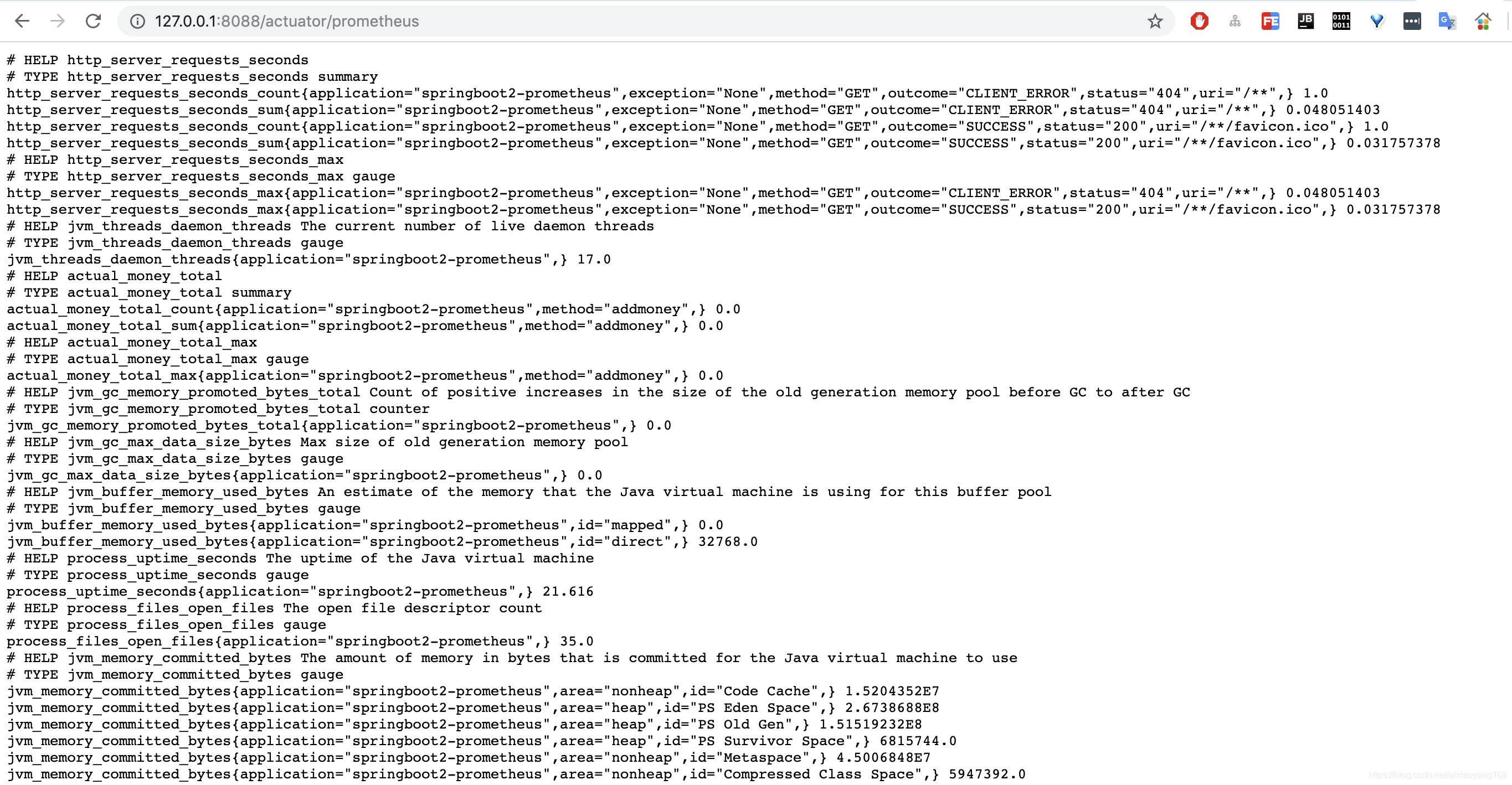 Spring Boot 集成 micrometer prometheus 代码示例： 监控某几个 API 请求次数和所有 API 请求次数、监控实时在线人数_查询语句