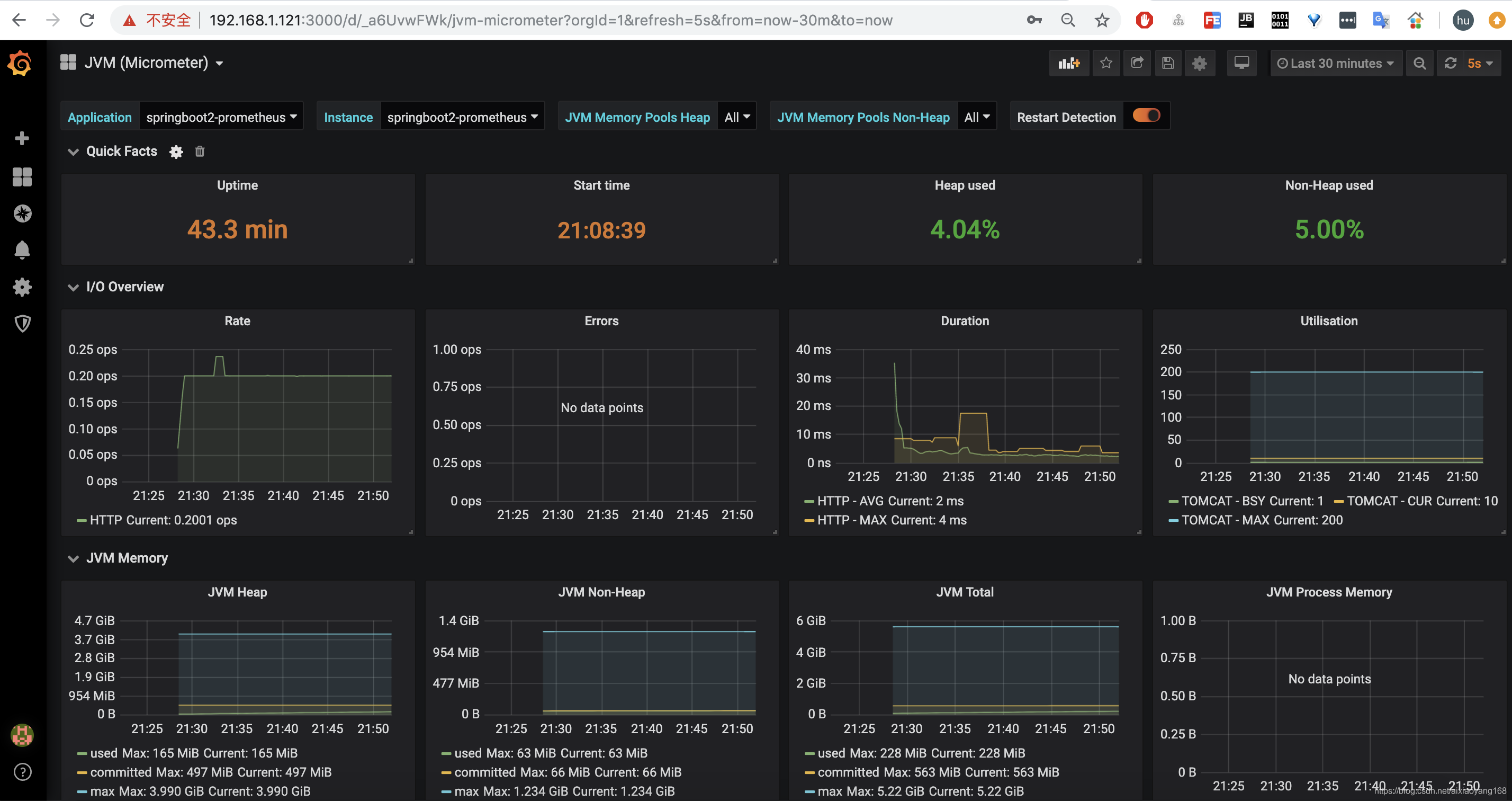 Spring Boot 集成 micrometer prometheus 代码示例： 监控某几个 API 请求次数和所有 API 请求次数、监控实时在线人数_prometheus_05