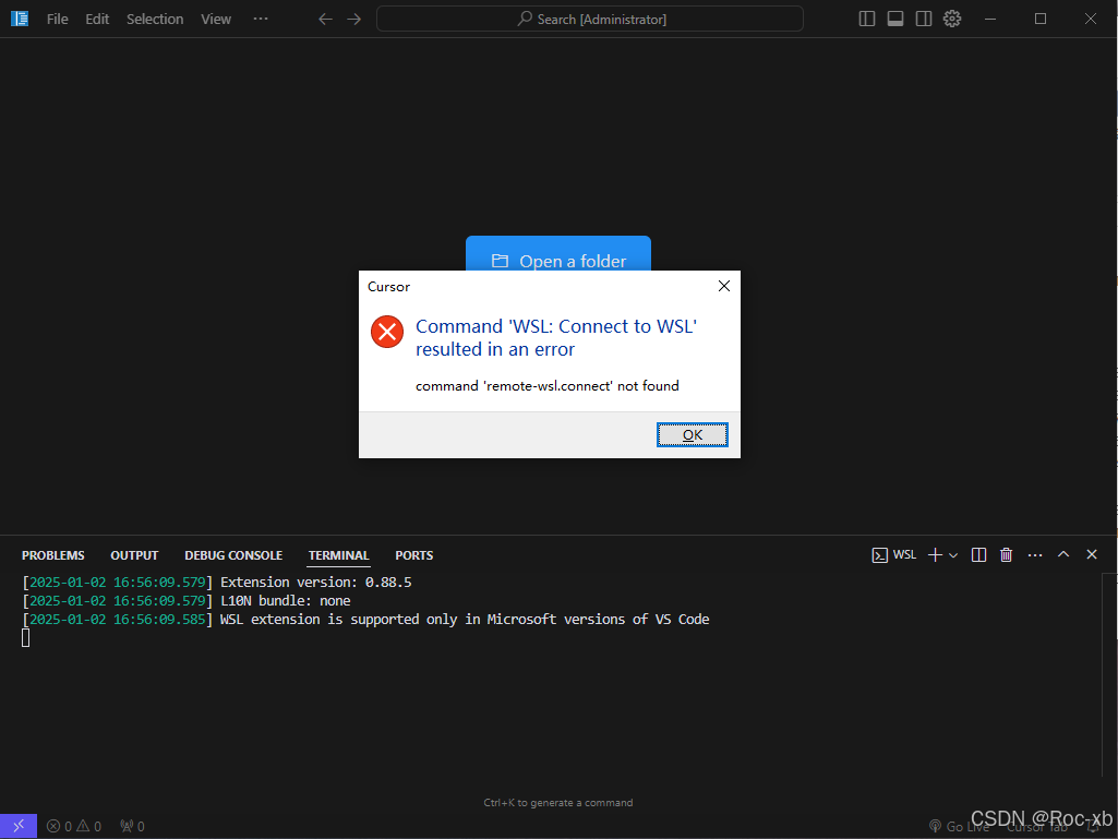 Command “wSL: Connect to WSL resulted in an error command ‘remote-wsl.connect‘ not found_wsl