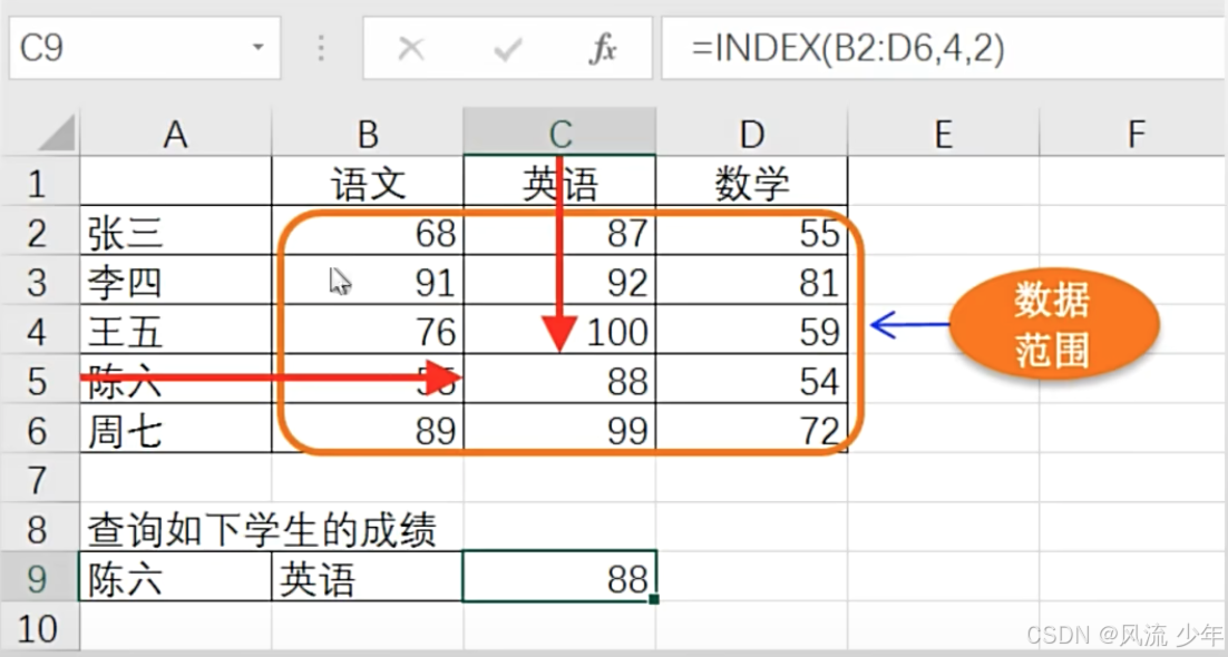 Excel查找函数(match行+index列 & offset&take & indirect & choosecols&chooserows)_多列_04