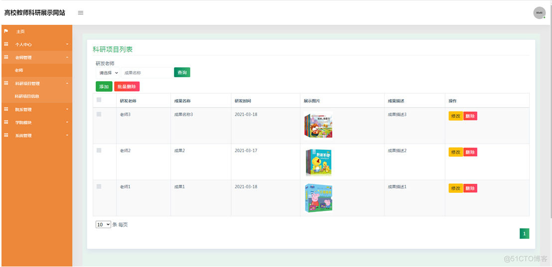 基于SSM高校教师科研信息展示网站_信息管理_02