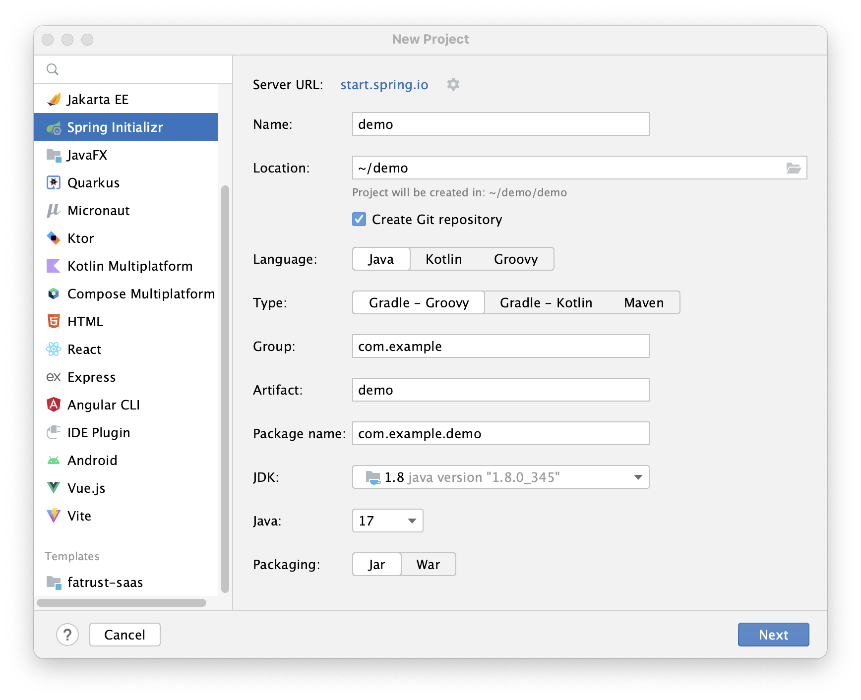 Idea Spring  Initializr没有 Java 8选项解决办法_spring