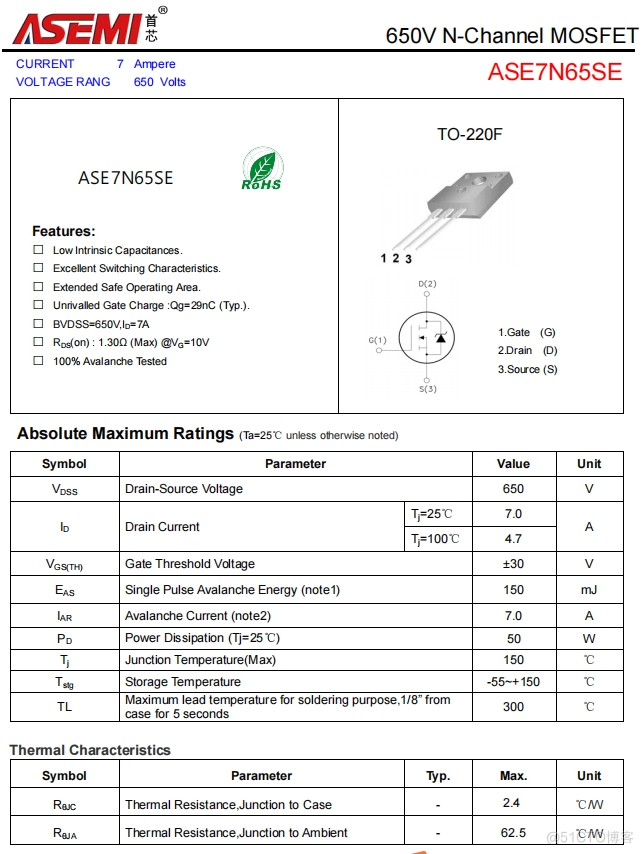 7N65-ASEMI高压NPN型MOS管7N65_ASEMI_02