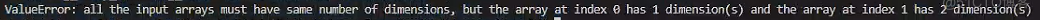 解决“ValueError: all the input arrays must have same number of dimensions, ...”_解决问题