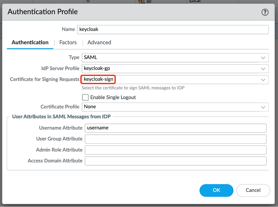 GlobalProtect 对接 SMAL 认证报 Authentication Failed_Keycloak_16