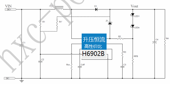 H6902B 2.7V 12V24V48V36V48V60V72V100V升压型大功率LED恒流驱动芯片IC_焊盘