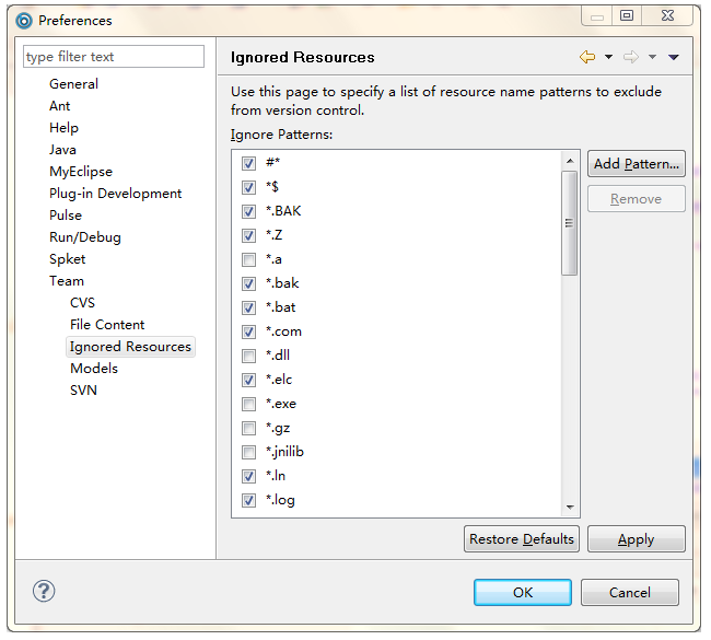 AndroidStudio svn配置忽略文件 svn提交忽略target文件_忽略列表