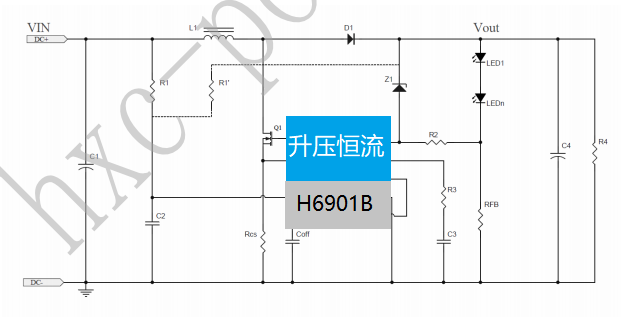 H6901B DCDC 3.7V-5V-7.4V-12V升压9V12V24V30V36V48V60V72V100V LED恒流驱动芯片IC_解决方案