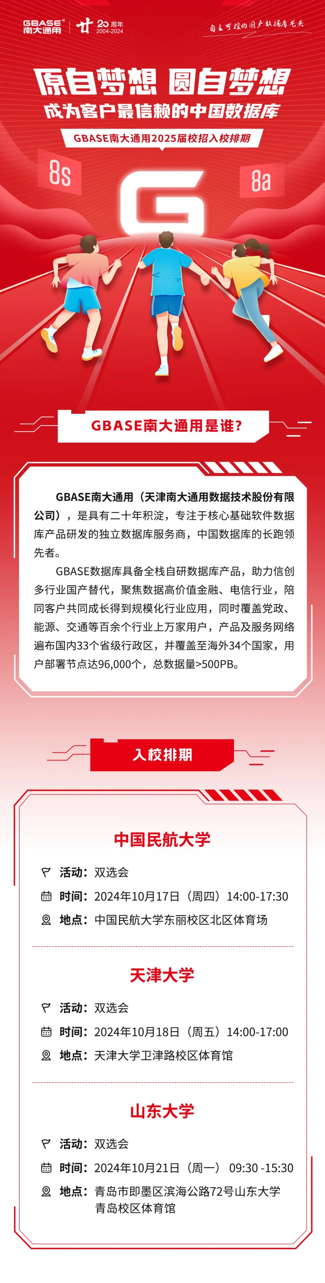 GBASE南大通用发布最新校招行程！_GBASE