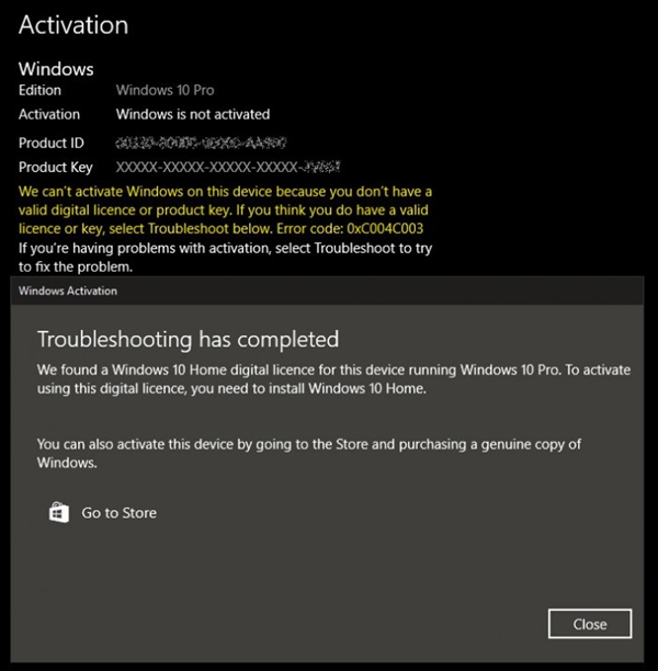 微软：Windows 10专业版无法激活问题已得到解决