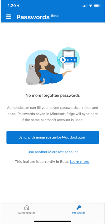 Microsoft Authenticator应用获得密码管理和自动填写功能