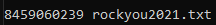 RockYou2021：84亿密码记录泄露