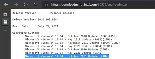Intel显卡驱动泄密：Windows 11正式发布日期曝光