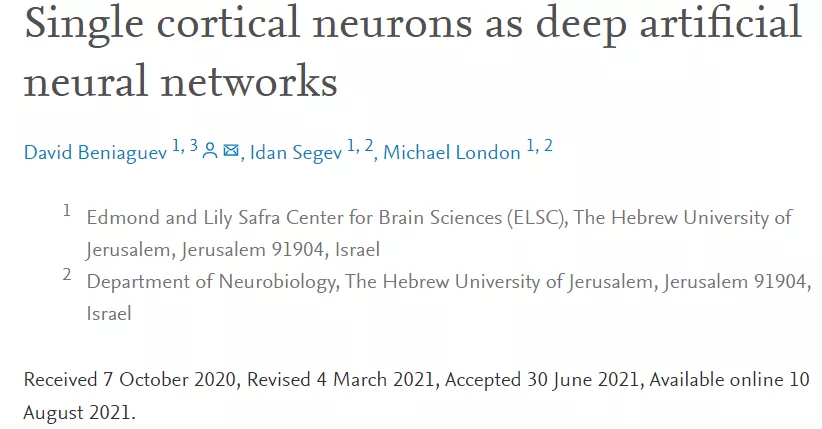 一个神经元顶5到8层神经网络，深度学习的计算复杂度被生物碾压了
