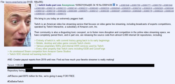 匿名用户在4chan泄露twitch源码和用户敏感新闻 天堂在线最新版官网