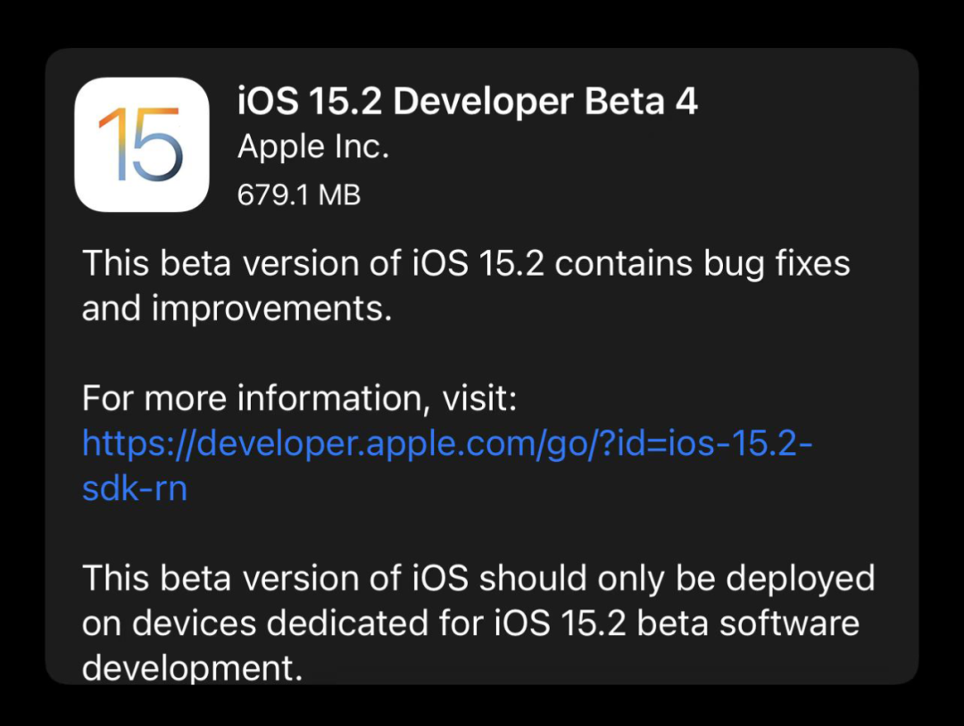 iOS15.2 Beta4 终于更新！修复上个版本严重问题