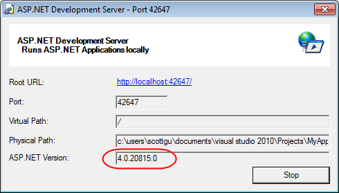 使用内置的Visual Studio web服务器