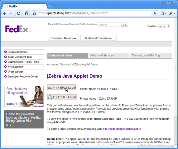 条形码打印的 Applet应用，jZebra 1.3.5 发布，