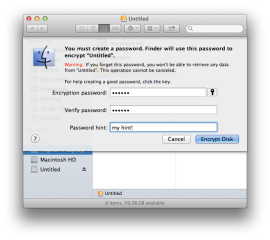 Finder disk encryption password