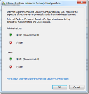 Windows 2008 R2做工作机时IE的安全设置问题解决