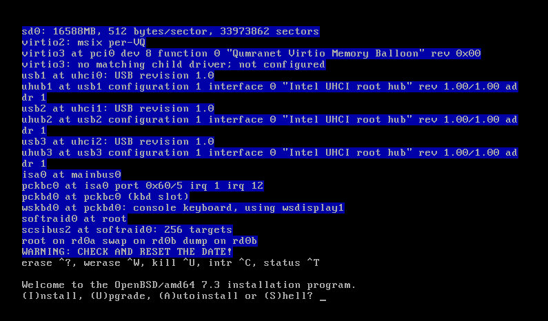 OpenBSD 7.3 安装