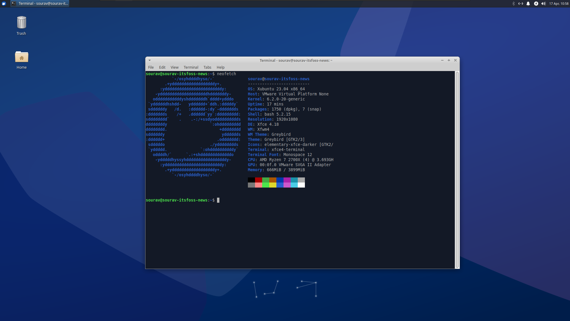 Xubuntu 23.04 的 neofetch 输出截图