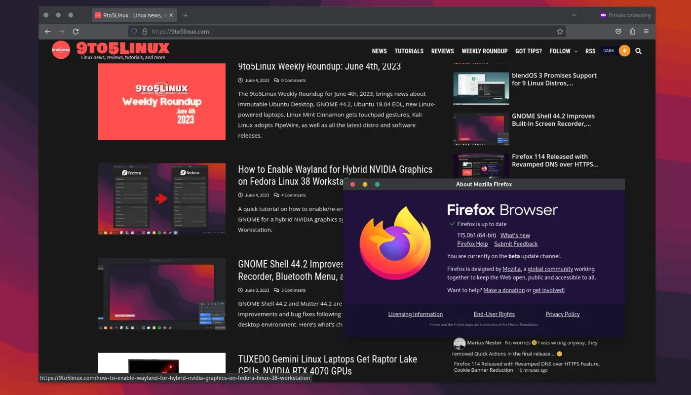 火狐浏览器 Firefox 115 Beta 发布：引入 Quick Actions，可执行清缓存等任务
