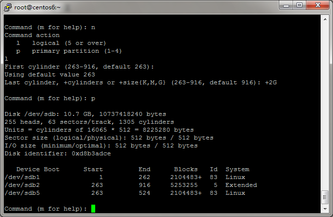 使用fdisk给新硬盘分区_fdisk_12