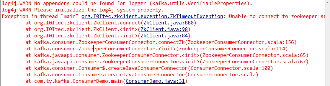 java客户端作为kafka的consumer报错org.I0Itec.zkclient.exception.ZkTimeoutException_ 实时计算