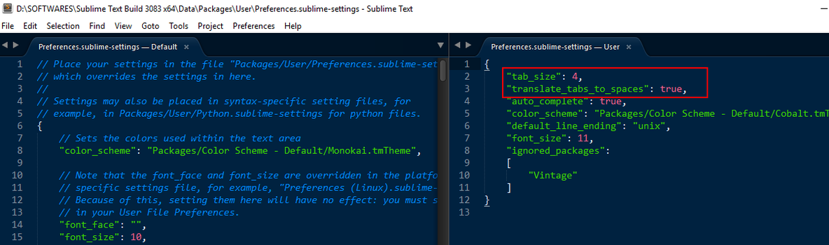 sublime和vim 设置tab为4个空格_sublime